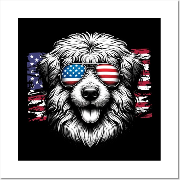 Sheepdog Patriotic Sunglasses American Flag 4th of July Wall Art by karishmamakeia